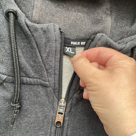 Public Rec Hoodie Mens Large Gray Weekend Full Zip Sweatshirt Cotton Jacket Soft - Picture 2 of 7